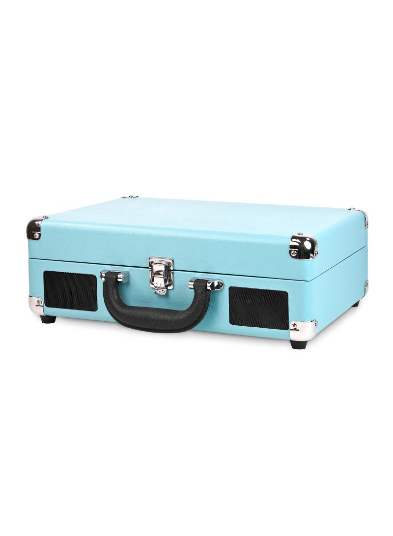 Victrola Journey Vintage Bluetooth Suitcase Vinyl Record Player Portable 3-Speed LP Turntable with Built-in Stereo Speakers Aux-In RCA Out Elegant Turquoise Color