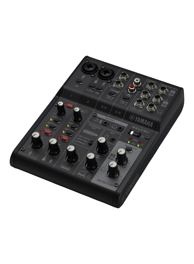 6 Channel Live Streaming Loopback Audio USB Mixer AG06MK2B Black