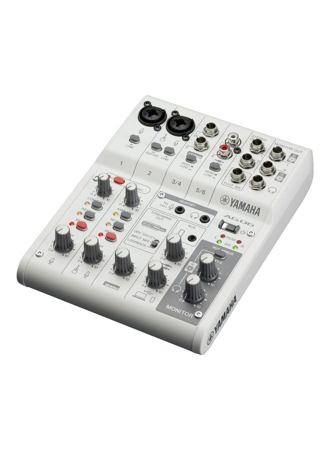 6 Channel Live Streaming Loopback Audio USB Mixer AG06MK2W White