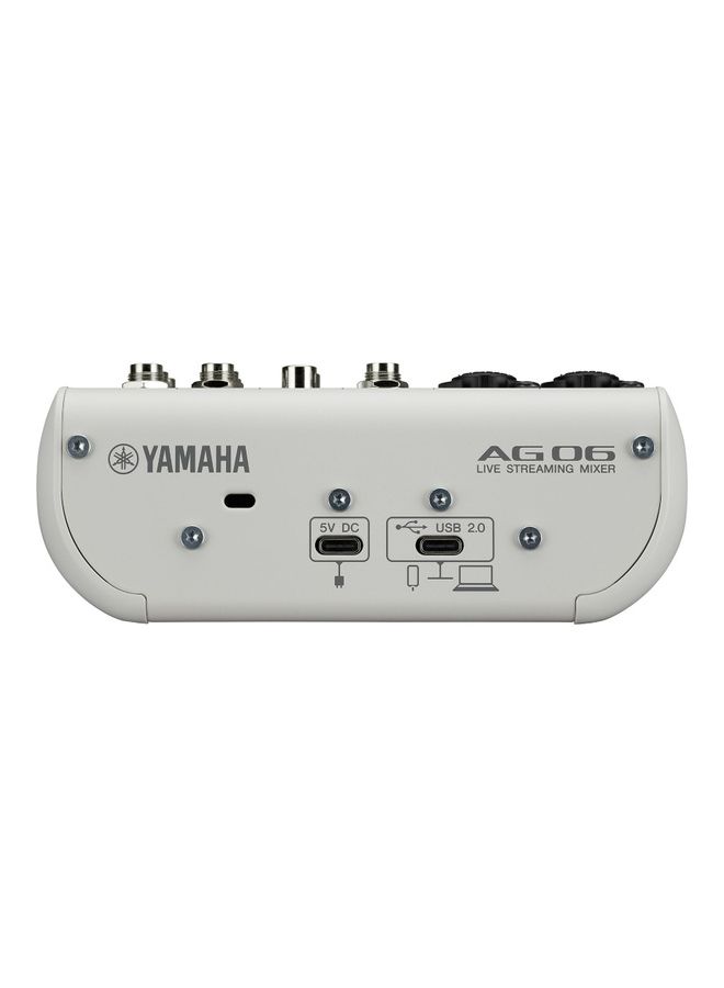 6 Channel Live Streaming Loopback Audio USB Mixer AG06MK2W White