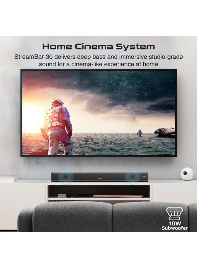 30W BassBoost SoundBar with Subwoofer StreamBar-30