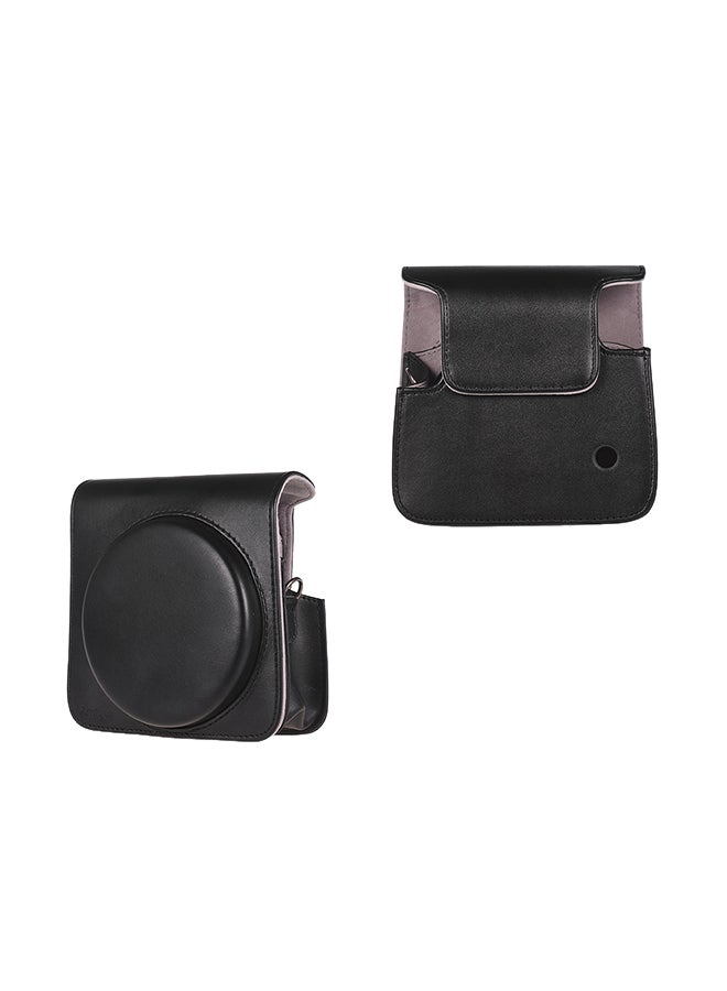 Protective PU Leather Case With Adjustable Strap For Fujifilm Instax Square SQ6 Black