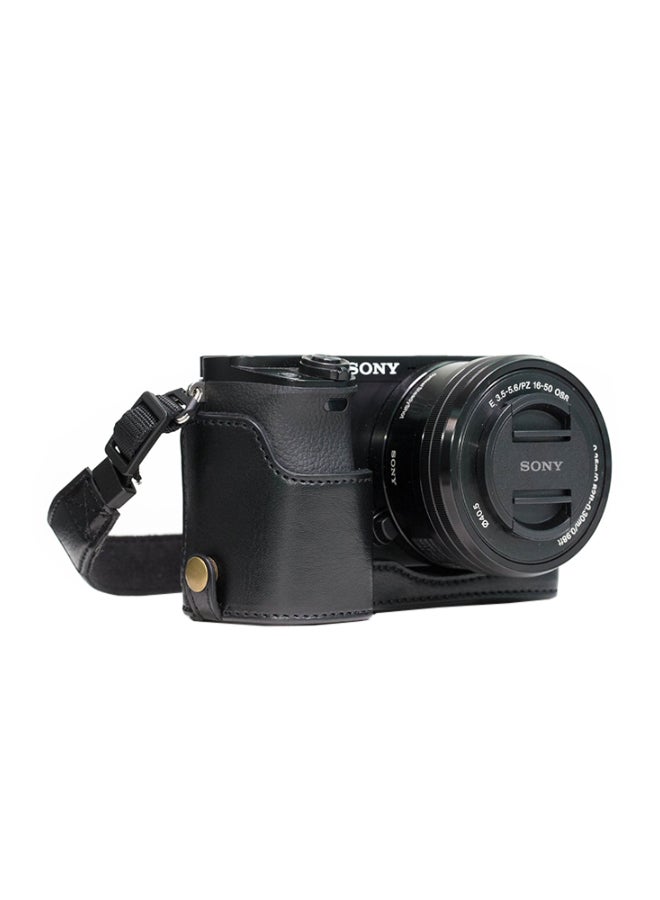 Half-Bottom Protective Camera Case With Strap Black