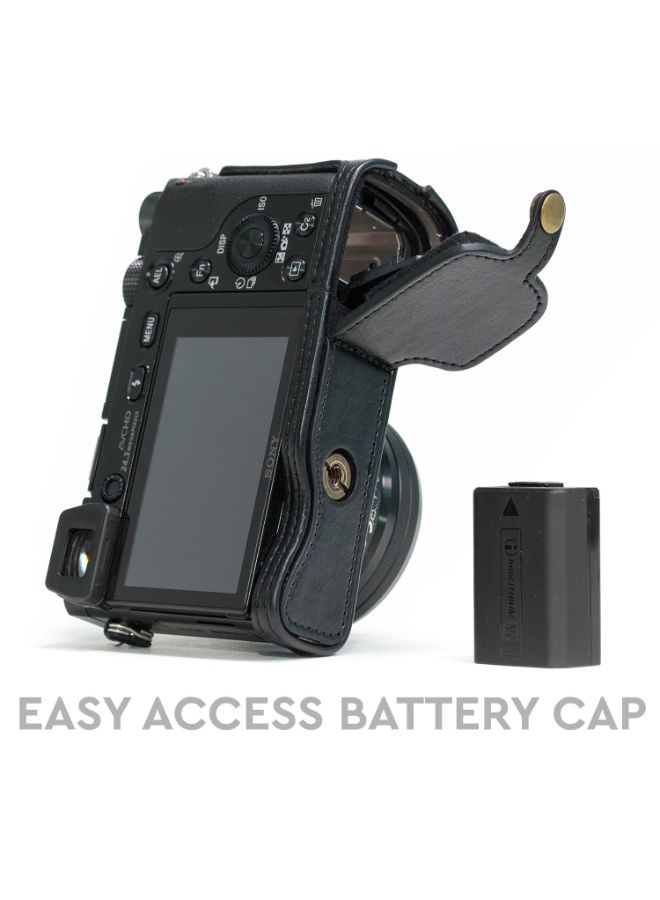 Half-Bottom Protective Camera Case With Strap Black