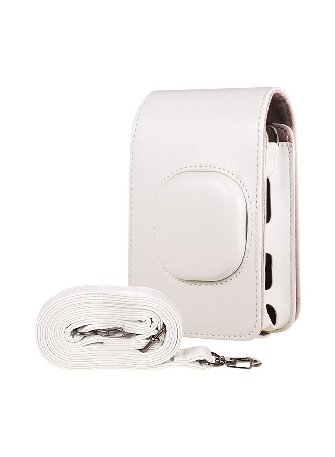 Compact Size PU Leather With Shoulder Strap Camera Case Bag Smokey White
