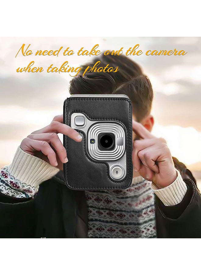 Compact Size Instant Camera Bag With Shoulder Strap Black