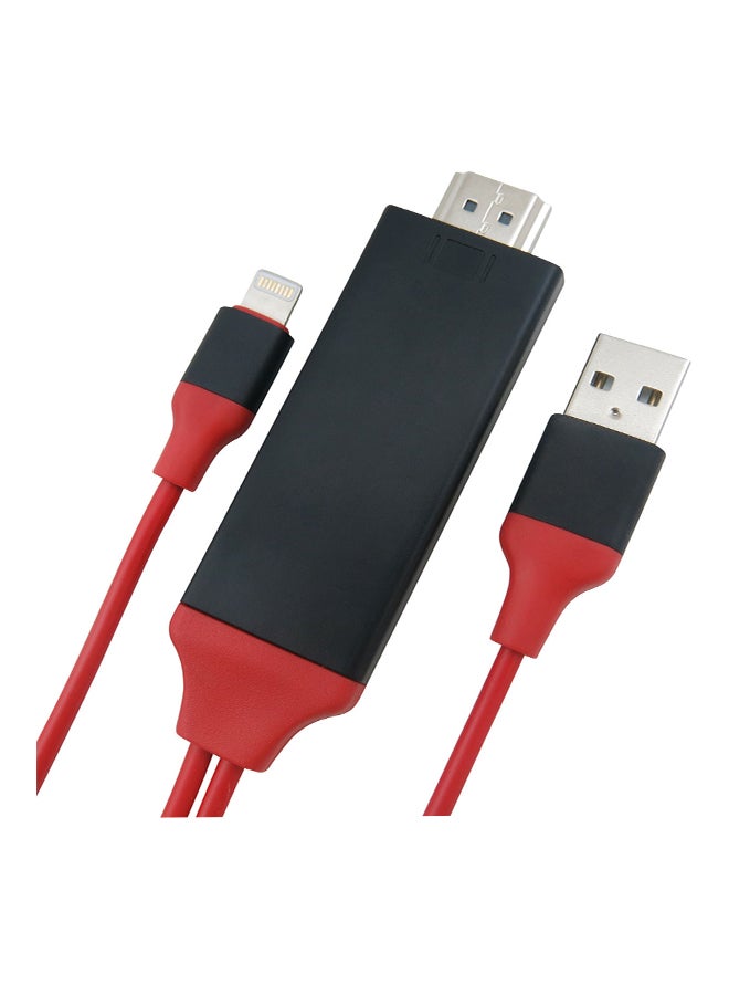 8 Pin Lightning To HDMI HDTV Cable Red/Black