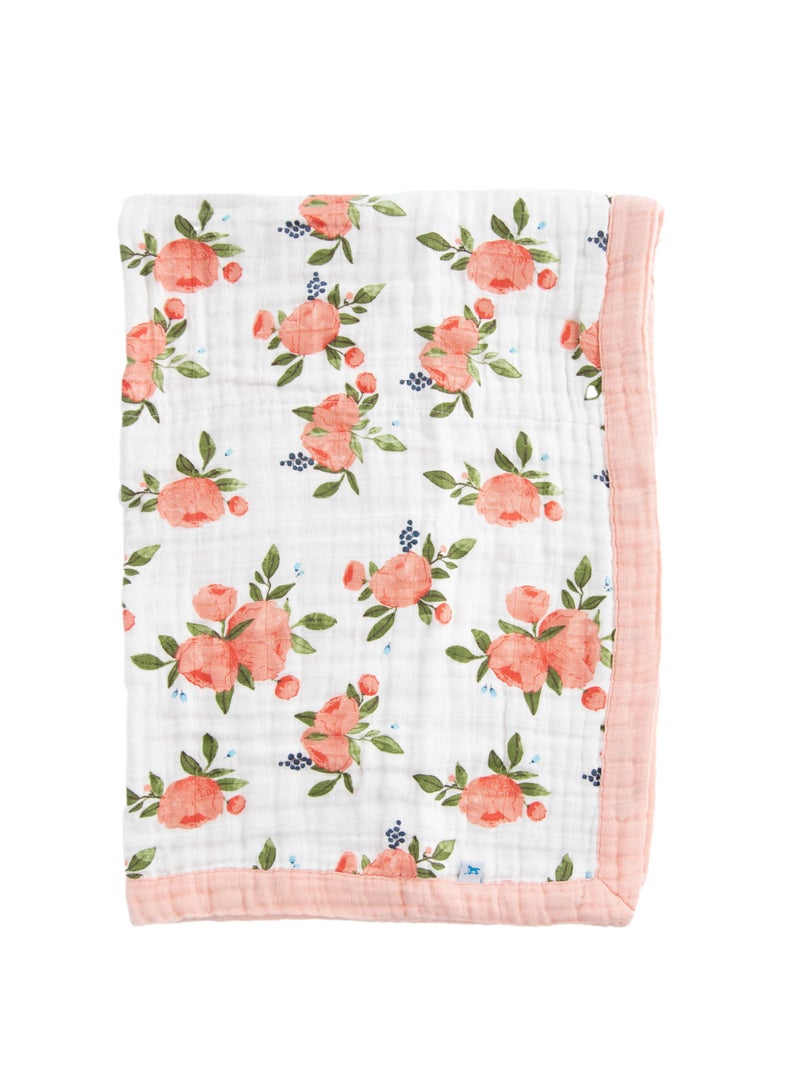 Cotton Muslin Baby Blanket Watercolor Roses