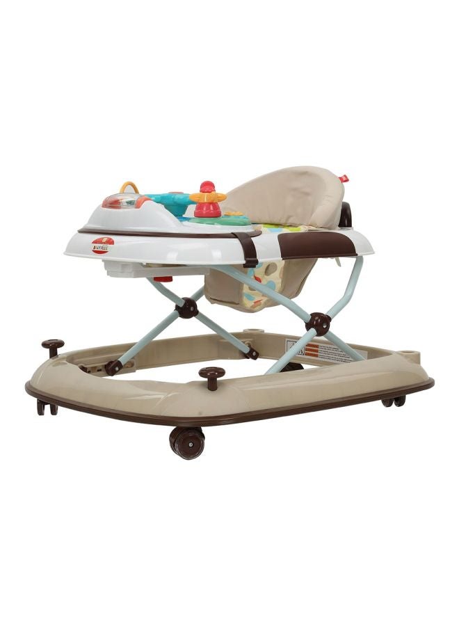 Foldable Baby Walker With 3 Position Adjustable Height And Musical Toy Bar Suitable From 6 To 18 Months