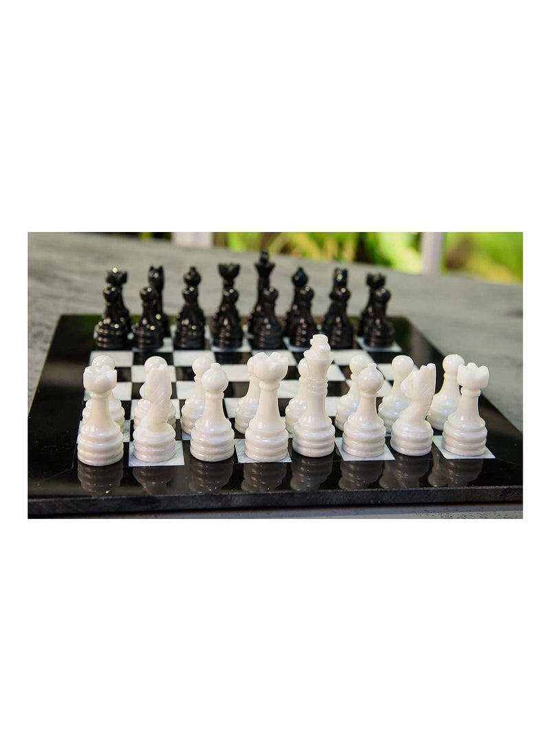 RADICALn Handmade Black and White Full Marble Chess Board Game Set Two Players