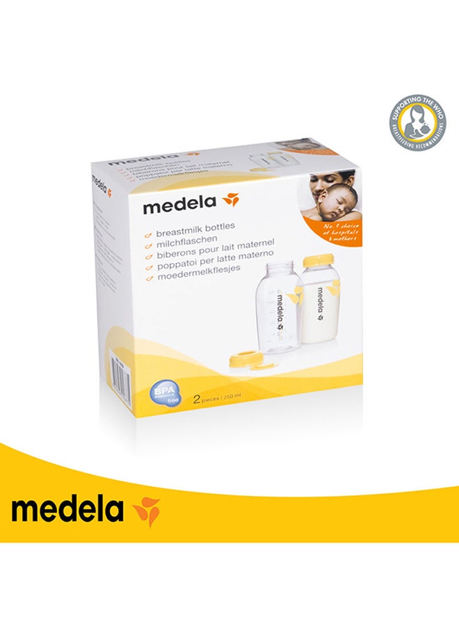2 Pieces Breastmilk Bottles 250 Ml - Safe And Bpa - Free, Accurate Measurement Markings And Compatible With Medela Breast Pumps
