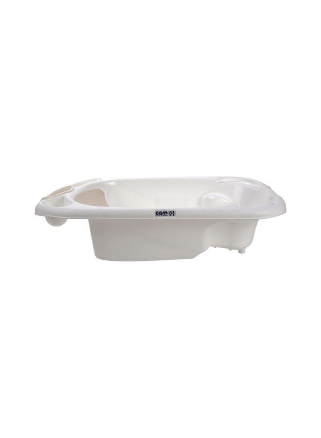 Baby Bagno Bath Tub - White, Bathtime For Baby, Soap And Sponge Trays, Shower Accessory, Support Feet, Plug To Drain The Water, From 0 To 12 Months, Made In Italy