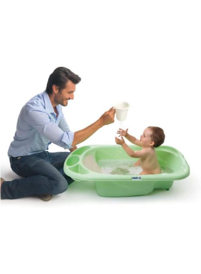Baby Bagno Bath Tub - White, Bathtime For Baby, Soap And Sponge Trays, Shower Accessory, Support Feet, Plug To Drain The Water, From 0 To 12 Months, Made In Italy