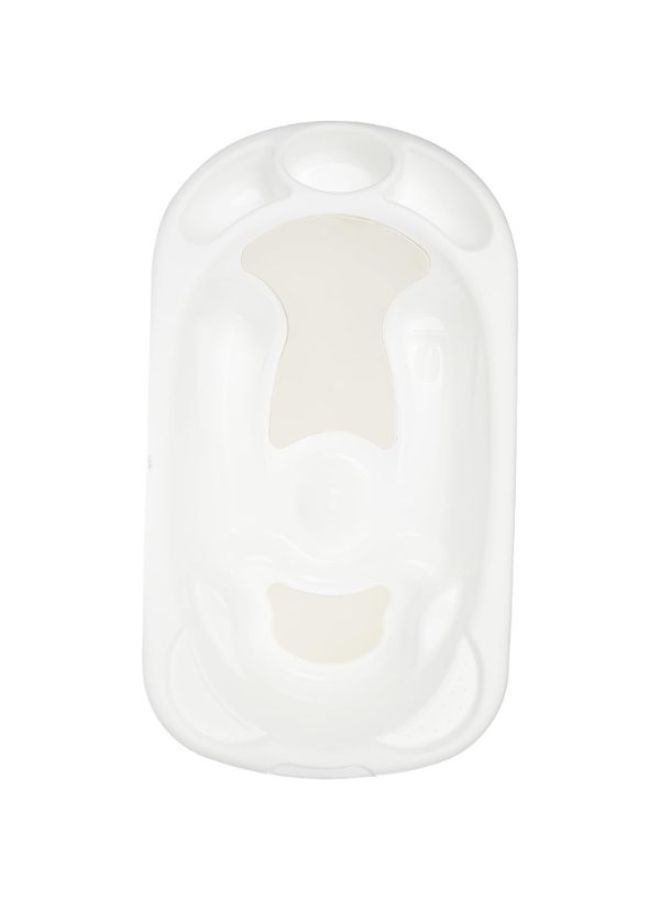 Baby Bagno Bath Tub - White, Bathtime For Baby, Soap And Sponge Trays, Shower Accessory, Support Feet, Plug To Drain The Water, From 0 To 12 Months, Made In Italy