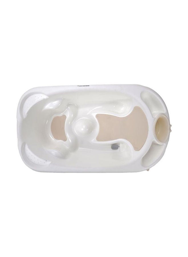 Baby Bagno Bath Tub - White, Bathtime For Baby, Soap And Sponge Trays, Shower Accessory, Support Feet, Plug To Drain The Water, From 0 To 12 Months, Made In Italy