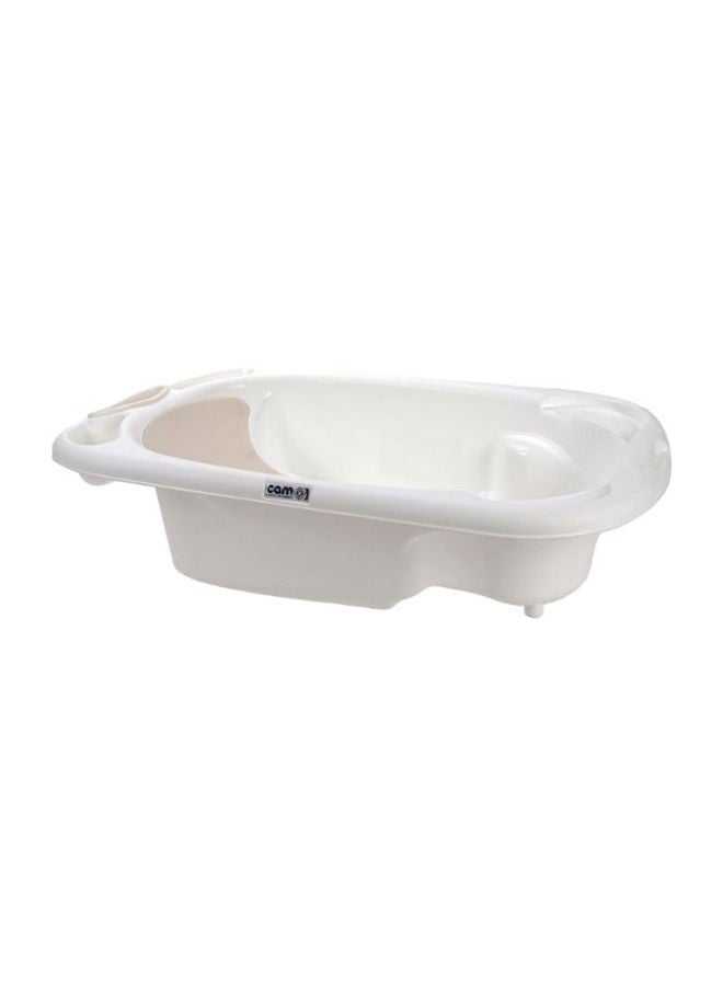 Baby Bagno Bath Tub - White, Bathtime For Baby, Soap And Sponge Trays, Shower Accessory, Support Feet, Plug To Drain The Water, From 0 To 12 Months, Made In Italy