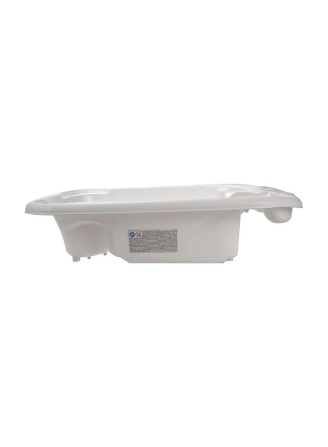 Baby Bagno Bath Tub - White, Bathtime For Baby, Soap And Sponge Trays, Shower Accessory, Support Feet, Plug To Drain The Water, From 0 To 12 Months, Made In Italy