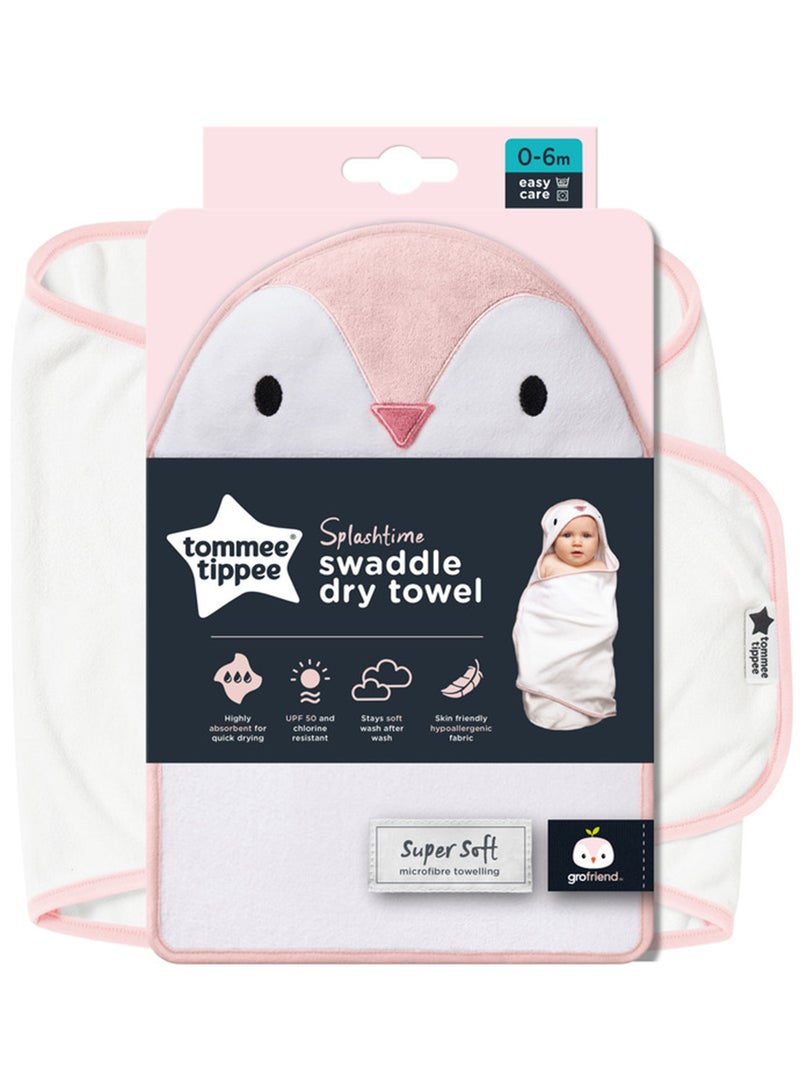 Splashtime Newborn Swaddle Dry Towel 0-6m, Penny The Penguin