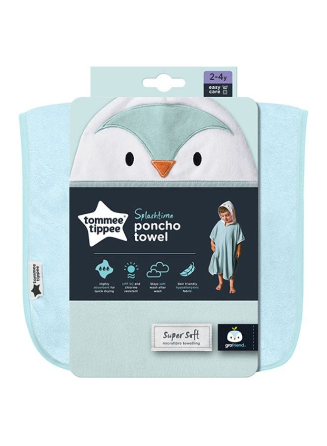 Splashtime Hooded Poncho Towel, Highly Absorbent And Super SOft MicrOfibre Material, Hypoallergenic, 2-4 Years, Percy the Penguin GrOfriend, Blue