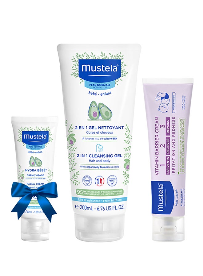 3-Piece New Born Gift Set 2-In-1 Cleansing Gel, Hydra Bebe Facial Cream and Vitamin Barrier