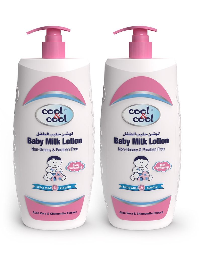 Cool & Cool Baby Milk Lotion - 750ML (Pack of 2) - Skin Softening,Non - Greasy,Paraben-Free,Vitamin-E Aloe Vera & Chamomile Extract With Extra Mild Formula 1.5 Liters