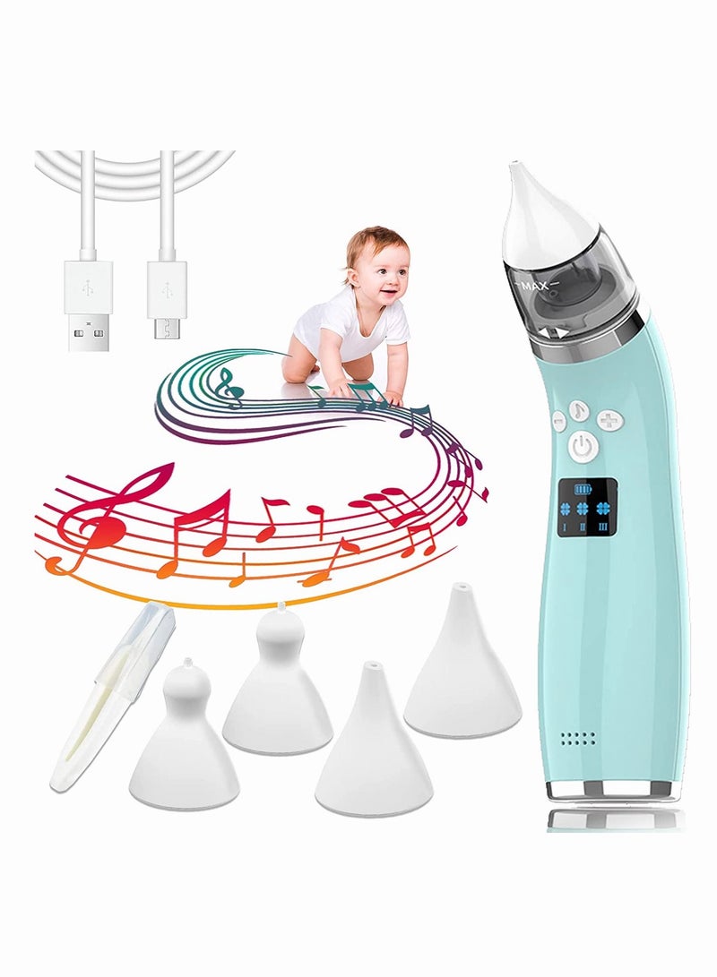 Baby Nasal Aspirator, Electric Nose Suction with 4 Silicone Nose Tips for Infants with 3 Levels of Suction&Music Soothing Function Rechargeable Portable for Newborns, Toddlers, Clear Nasal Congestion