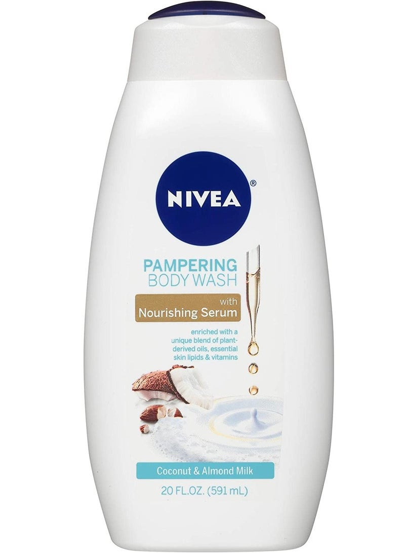 Nivea Coconut and Almond Milk Body Wash with Nourishing Serum, 20 Fl Oz