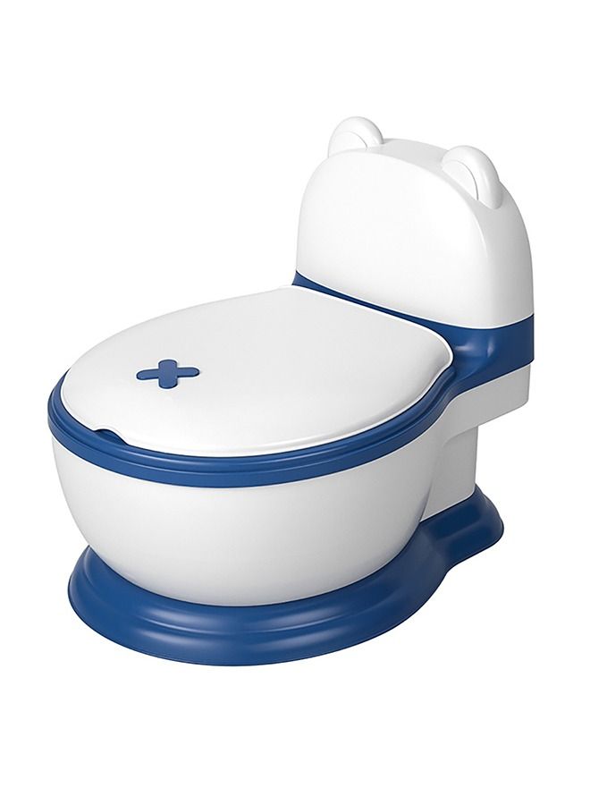 Banjo Western Toilet Baby Potty Seat For Baby Kids Toilet Potty Training Seat For Baby With Closing Lid Tray Cushion Kids Potty Chair Kids Potty Seat For Baby Kids 1 To 5 Years Boys Girls Blue