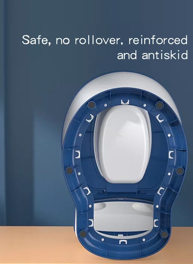 Banjo Western Toilet Baby Potty Seat For Baby Kids Toilet Potty Training Seat For Baby With Closing Lid Tray Cushion Kids Potty Chair Kids Potty Seat For Baby Kids 1 To 5 Years Boys Girls Blue