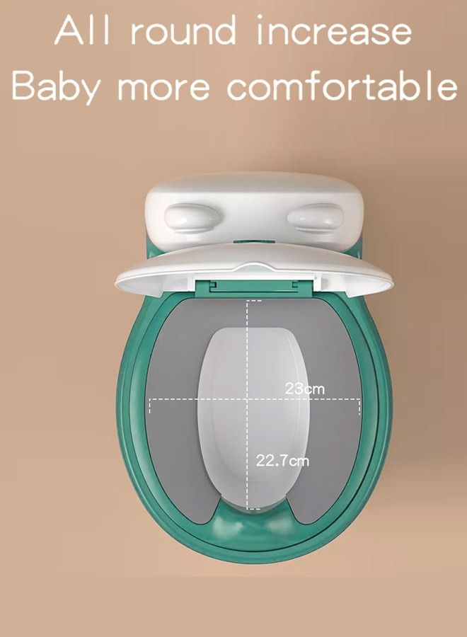 Banjo Western Toilet Baby Potty Seat For Baby Kids Toilet Potty Training Seat For Baby With Closing Lid Tray Cushion Kids Potty Chair Kids Potty Seat For Baby Kids 1 To 5 Years Boys Girls Green