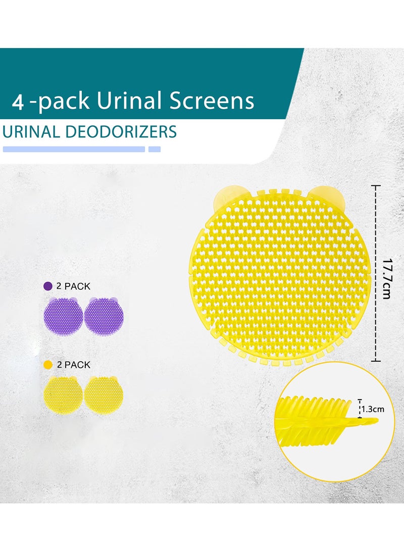 Urinal Screen Deodorizer, Men's Toilet Splash Proof and Odor Freshener Toilet Filter Fragrance Tablets Urinal Violet and Lemon Scent for Home/ mall/ restaurant/ office/ school (4 Tablets)