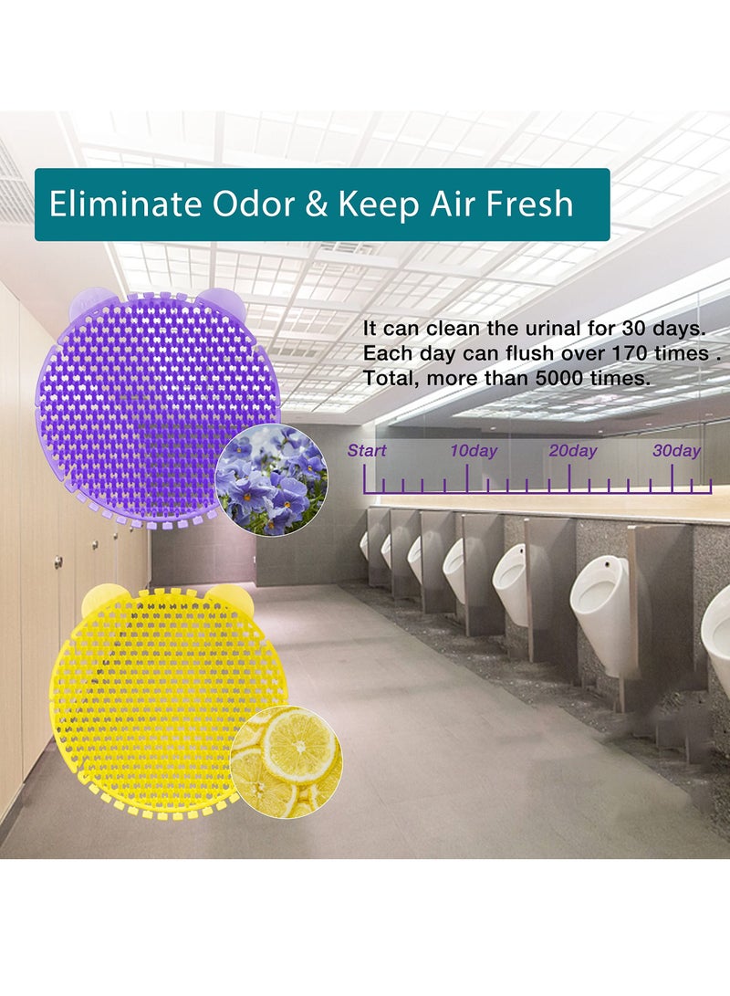 Urinal Screen Deodorizer, Men's Toilet Splash Proof and Odor Freshener Toilet Filter Fragrance Tablets Urinal Violet and Lemon Scent for Home/ mall/ restaurant/ office/ school (4 Tablets)