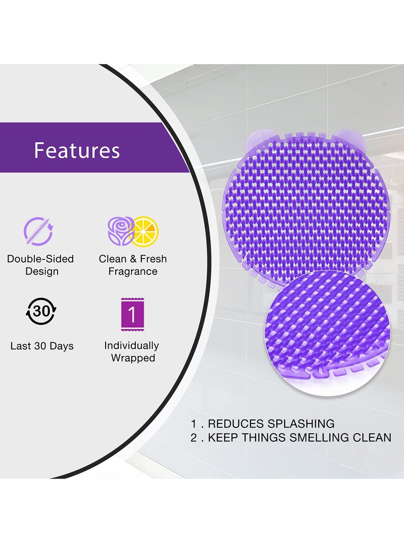 Urinal Screen Deodorizer, Men's Toilet Splash Proof and Odor Freshener Toilet Filter Fragrance Tablets Urinal Violet and Lemon Scent for Home/ mall/ restaurant/ office/ school (4 Tablets)