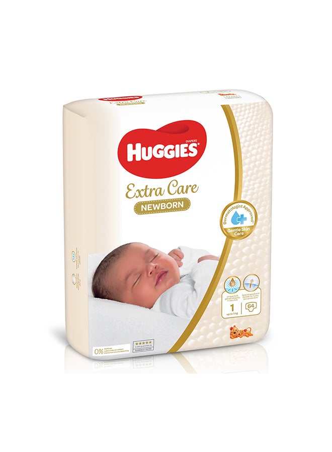 Extra Care Newborn, Size 1, Up to 5 kg, Jumbo Pack, 64 Diapers