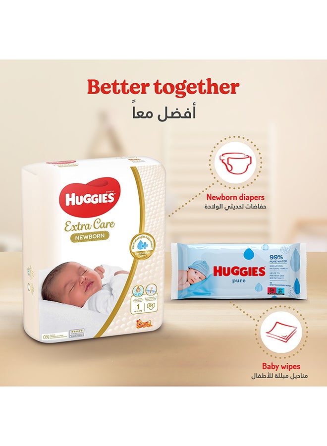 Extra Care Newborn, Size 1, Up to 5 kg, Jumbo Pack, 64 Diapers