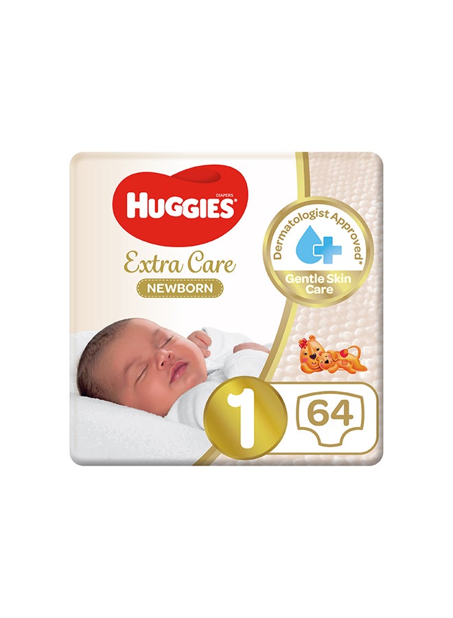 Extra Care Newborn, Size 1, Up to 5 kg, Jumbo Pack, 64 Diapers