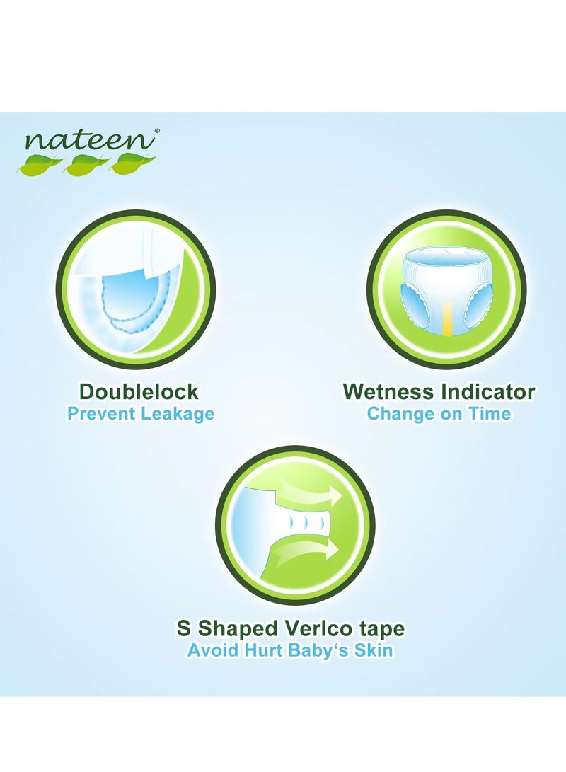 Nateen Premium Care Baby Diaper,Size 3 (4-9kg),Medium,72 Count Diapers,Super Absorbent,,Breathable Baby Diapers.
