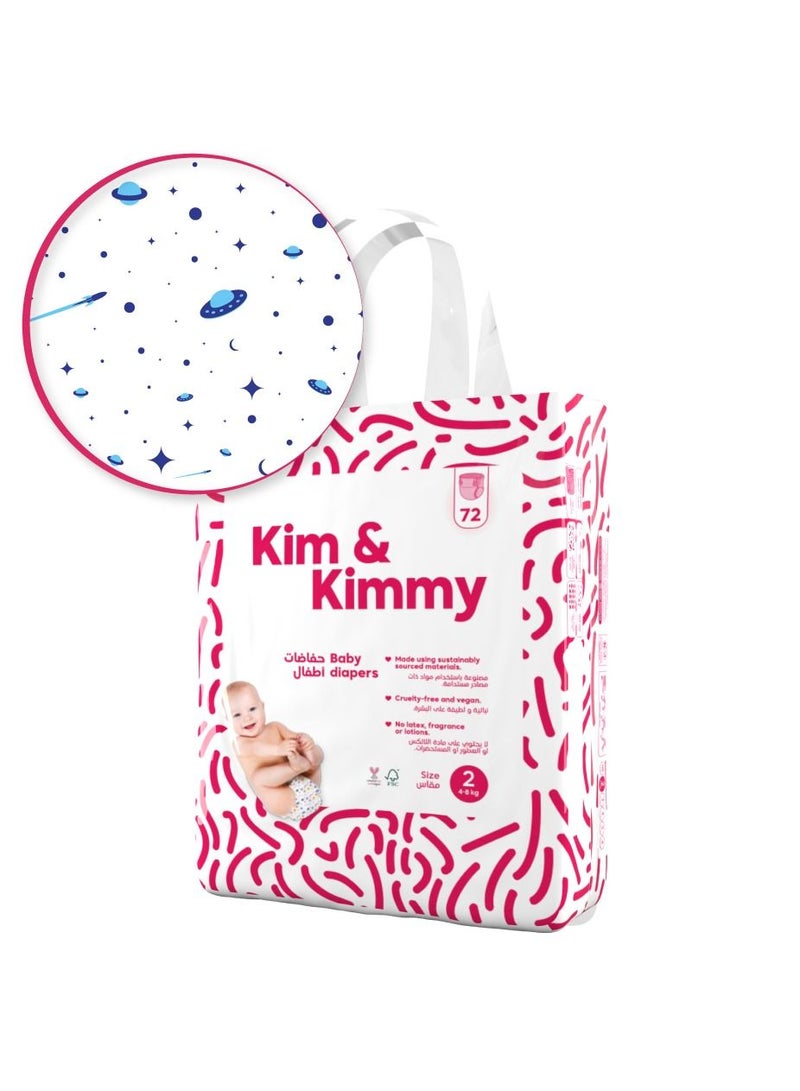 Kim & Kimmy - Size 2 Diapers, 4 - 8kg, qty 72 - Space Travel