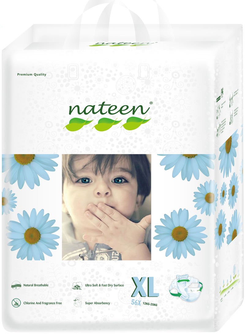 Premium Care Baby Diapers,Size 5 (12-25kg),X-Large,56 Count Diapers,Super Absorbency,Natural Breathable Baby Diapers.