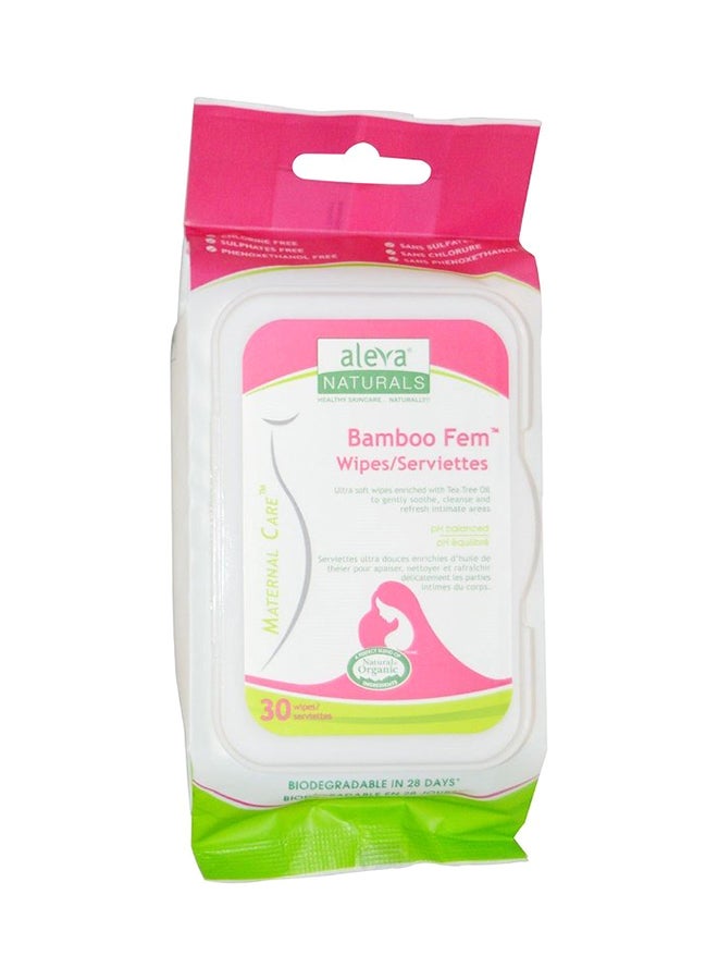 Maternal Care Bamboo Fem Wipes, 30 Count