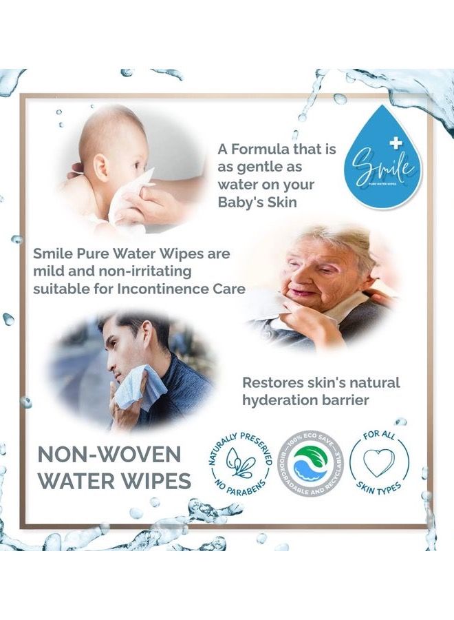 Pure Water Wipes 80 - Piece, Pack Of 6, 480 Wipes