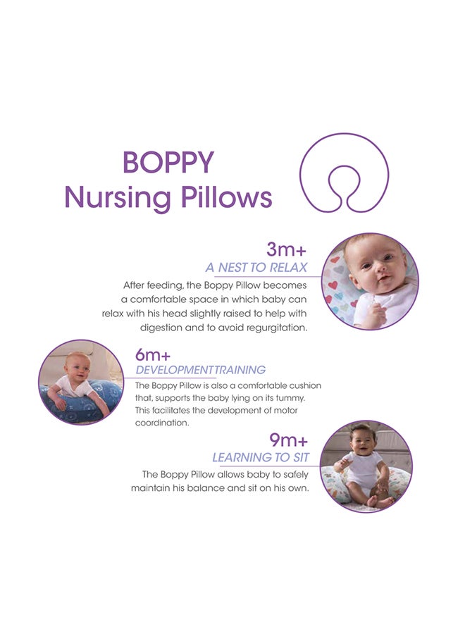 Boppy Pillow With Double-Side Slipcover Jersey 0-12M, Mod Geo