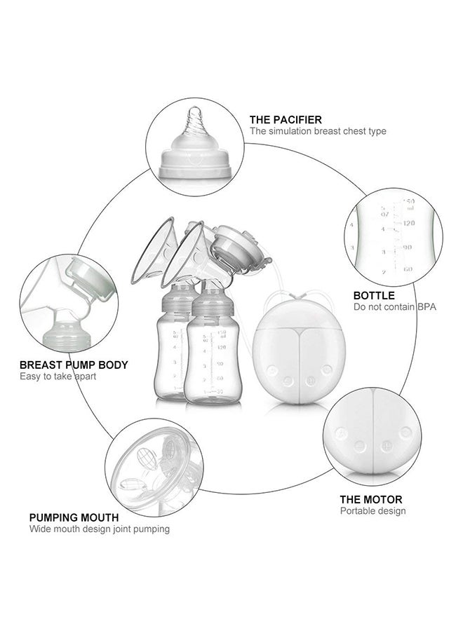 2-Piece Portable Double Electric Breastfeeding Breast Pump With Baby Bottles