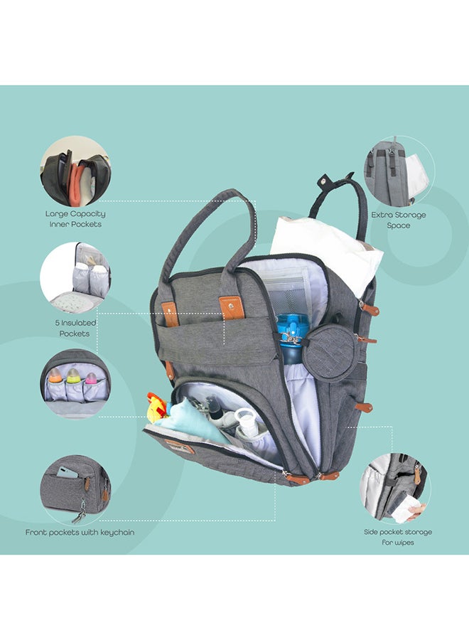 Karyme Diaper Bag Pack With Pacifier Case- Dark Grey