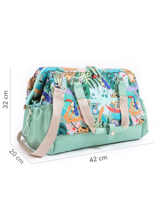 Diaper Bag Tote Bag, Large Storage Space 41cm, Waterproof Diaper Bag, With Insulated Bottle Pockets and Stroller Strap, Multifunctional Baby Travel Nappy Bag for Boys and Girls – Jungle Design