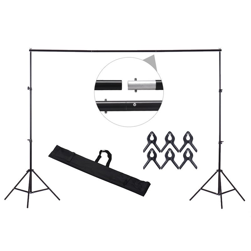 Adjustable Photography Background Support Stand 2 x 2meter Black
