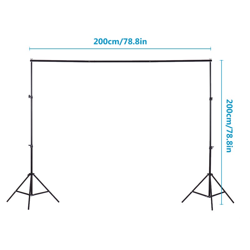 Adjustable Photography Background Support Stand 2 x 2meter Black