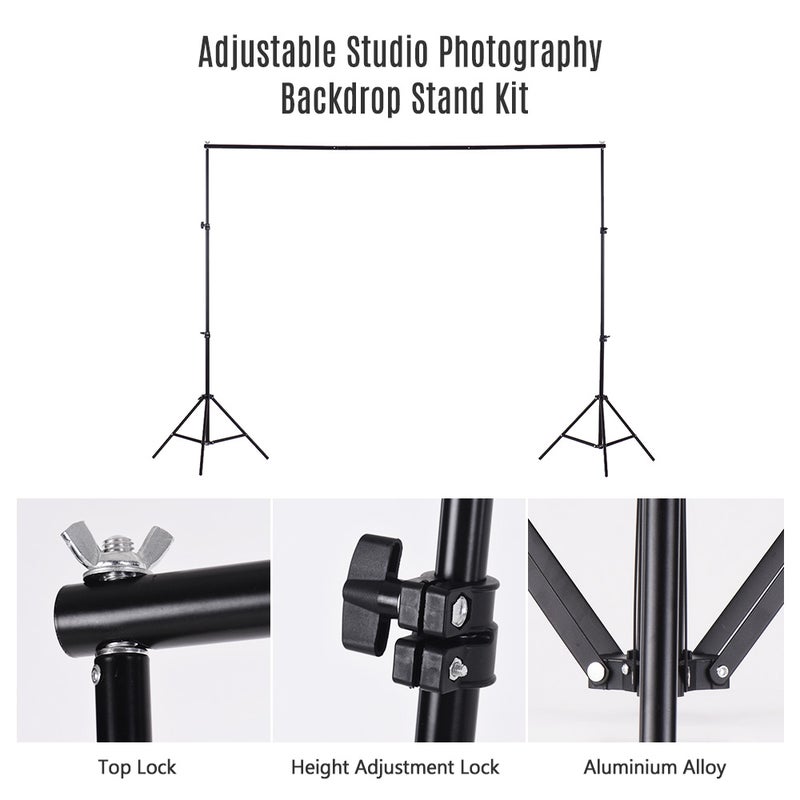 Adjustable Photography Background Support Stand 2 x 2meter Black