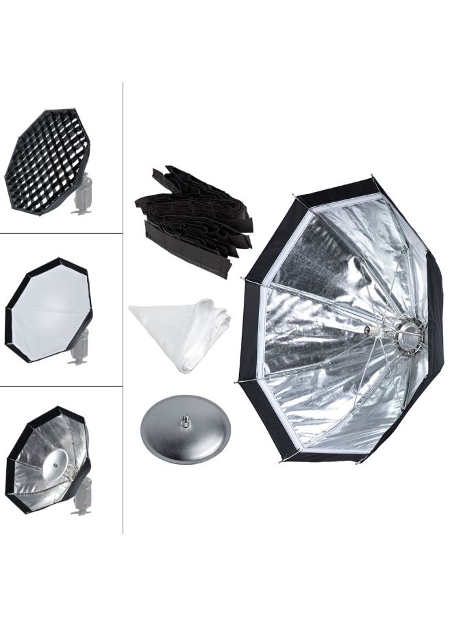 Foldable Octagon Softbox Umbrella Lighting Kit Silver/Black/White