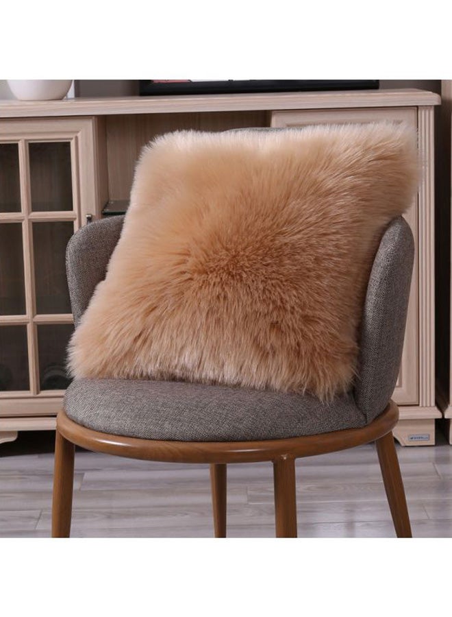 Plush Sofa Cushion Wool Brown 40 x 40cm